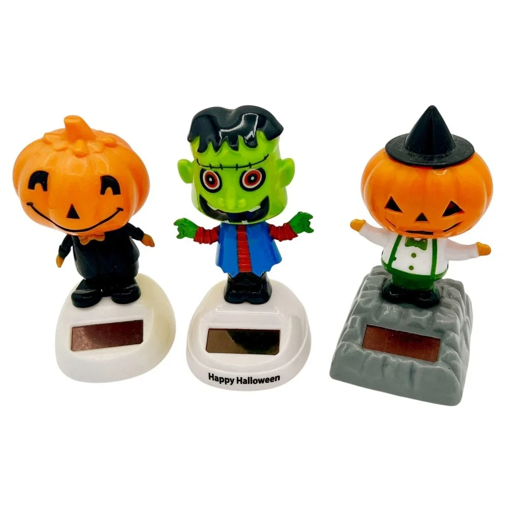 Halloween Lot Of 3 Solar Wigglers Dancing Pumpkin, Frankenstein, Jack O‎ Lantern